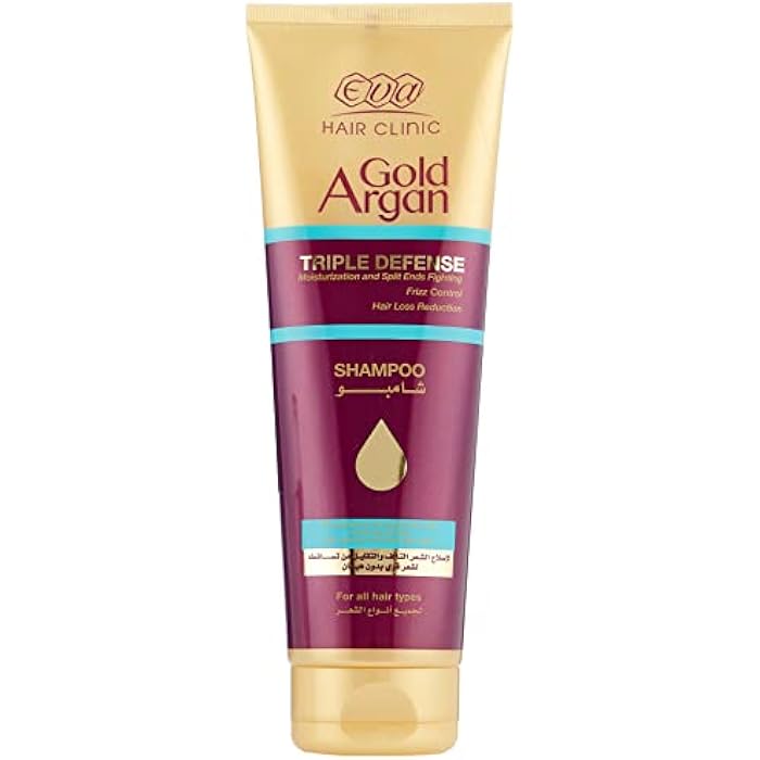 Eva Hair Clinic Triple Defense Shampoo with Gold and Argan Oil - 230 ml - Image 1